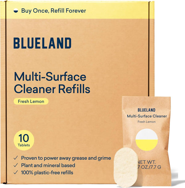 BLUELAND Multi-surface All Purpose Cleaner, Eco Friendly Refill Tablet 10 Pack, Fresh Lemon Scent, Makes 240 Fl oz