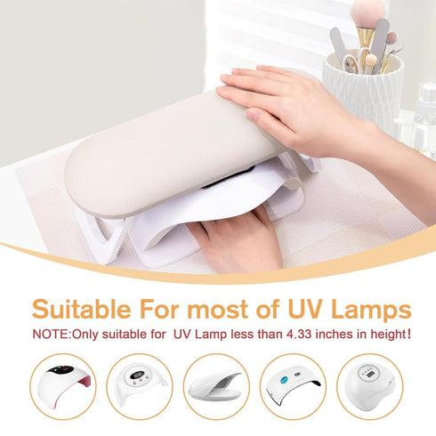 Subay Foldable Nail Arm Rest, PU Leather Cushion Hand Holder for Acrylic Nails, Nail Art Accessories Tool - Light Gray