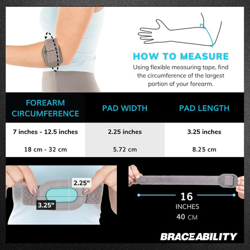 BraceAbility Court Comfort Tennis Elbow Brace for Women and Men, Sports Elbow Support Forearm Strap with Compression
