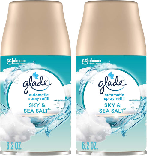 Glade Automatic Spray Refill, Sky & Sea Salt, 6.2 Oz, 2 Count Air Freshener for Home and Bathroom