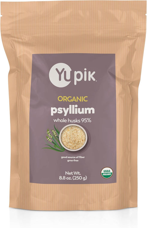 Yupik Organic Whole Husk Psyllium, 95% Superfood, 8.8 Ounce, Non-GMO, Vegan, Gluten-Free