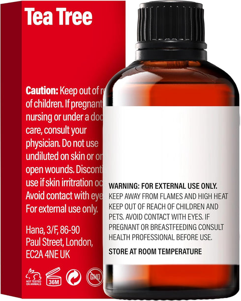 H'ana Tea Tree Essential Oil - 100% Pure and Natural Tea Tree Oil for Skin, Hair, Face, and Aromatherapy