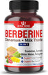 Premium Berberine 12,200MG with Cinnamon, Milk Thistle, USA Made, Promotes Liver Function, Gut Health (150 Count)
