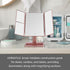 MELANNCO Rose Gold Tri Fold LED Vanity Mirror, 3 Magnifications, Dimmable LED Lights, Touch Control