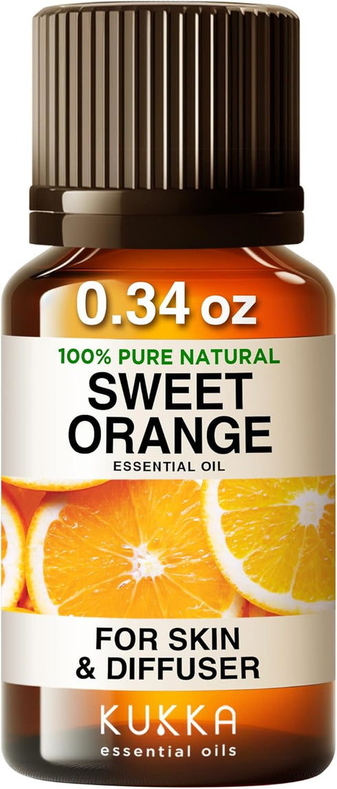 Kukka Sweet Orange Essential Oil, 0.34 Fl Oz for Skin, Diffuser, Aromatherapy, DIY & Soap Making