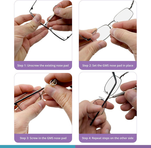 GMS Optical D Shape Screw-in Soft Silicone Eyeglass Nose Pads, Eyeglass Repair Kit with Screws, 5 Pair (Medium 15mm)