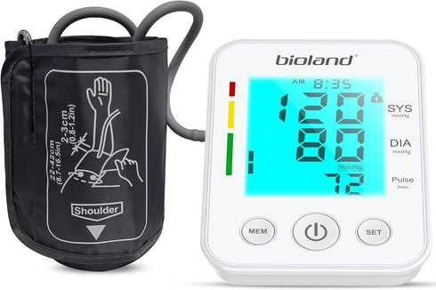 Upper Arm Blood Pressure Monitor, Automatic Digital BP Machine with Backlit LED Screen, Adjustable Cuff, BPM Model