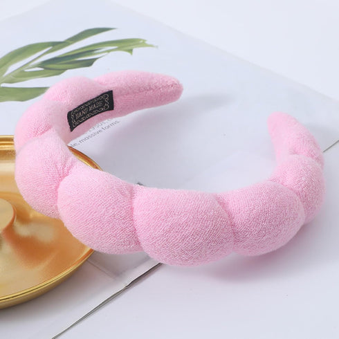 Spa Headband and Wrist Washband Set, 4pcs Soft Makeup Headbands for Face Washing, Shower, Makeup Removal (Pink)