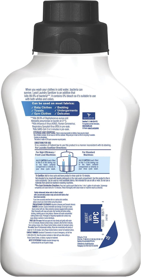Lysol Sport Laundry Sanitizer Additive, 41oz Liquid for Gym Clothes and Activewear, Eliminates Odor Bacteria