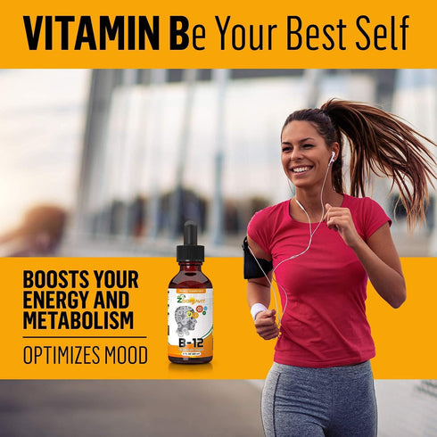 Vitamin B Complex Liquid Drops with Fast Absorption - Super B Liquid Complex Vitamins B2, B3, B5, B6 & B12