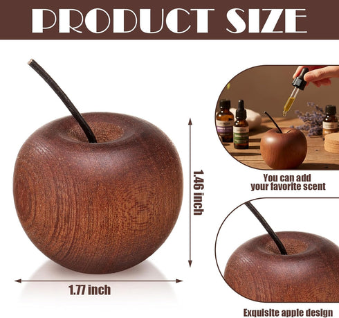 Novabright 4 Pcs Mini Wooden Apple Shaped Essential Oil Diffuser Portable Aromatherapy Diffuser Decorations Farmhouse