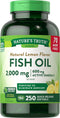 Nature's Truth Burpless Fish Oil Pills 2000 mg | 600 mg Omega 3 | 250 Softgels | Gluten Free, Non-GMO Natural Lemon