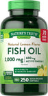 Nature's Truth Burpless Fish Oil Pills 2000 mg | 600 mg Omega 3 | 250 Softgels | Gluten Free, Non-GMO Natural Lemon