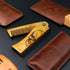 Men's Pocket Folding Wooden Beard Comb Set with Leather Travel Case, Green Sandalwood Hair Combs (Skeleton)
