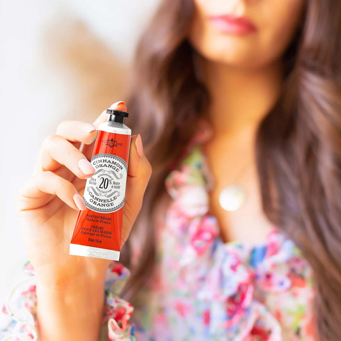 La Chatelaine 20% Shea Butter Hand Cream, Organic Argan Oil, Vitamin E, Extra-Rich Lotion, 1 oz / 30ml (Cinnamon Orange)