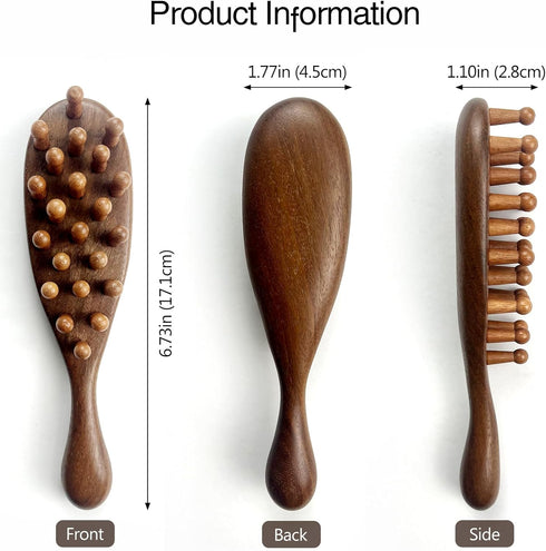 Jaasuee (1PC), Sandalwood Comb Head Massager for Scalp Stress Relief - Gua Sha Comb for Headache, Neck, and Shoulder