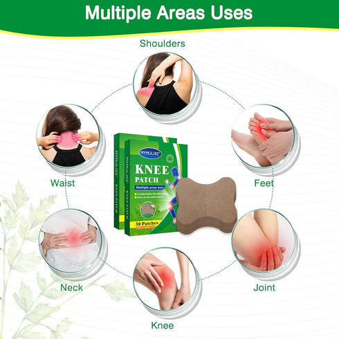 Knee Patches: 60 Count Warming Herbal Plaster for Long Lasting Relief for Knee, Shoulder, Back, Neck, Waist
