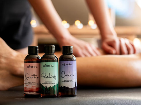 Set 80 ML Packaging Essential Massage Oil Gift - Serenity Trio Sooth, Calm, Relief Includes Lavender, Peppermint