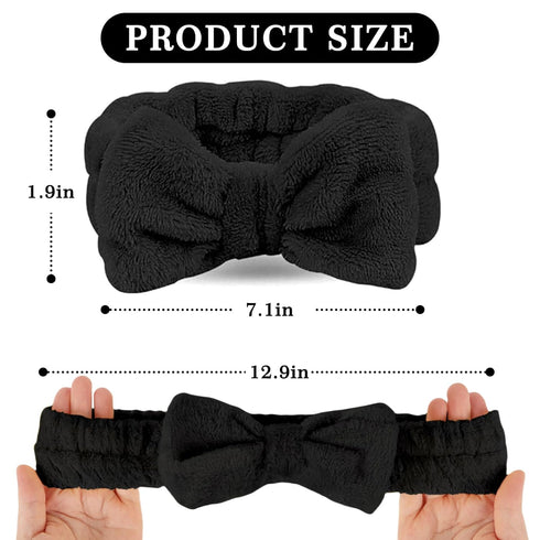 LADES Terry Cloth Facial Headband for Face Washing, Skin Care, Makeup, Bow Spa Hair Headband