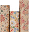 Aimyoo Kraft Floral Wrapping Paper Bundle, Vintage Spring Flowers Rose Gift Wrap Paper, 3 Rolls 17 in x 16 ft per Roll