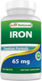 Best Naturals Iron Supplement - 65 mg - 240 Tablets, Non-GMO & Gluten Free