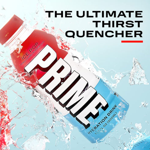 PRIME Hydration ICE POP Sports Drinks, 12 Pack - Electrolyte Enhanced with 250mg BCAAs and 2g Sugar