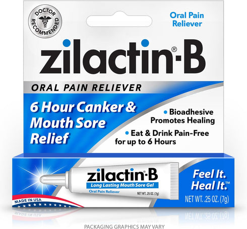 Zilactin-B Fast Acting Oral Pain Relief Gel for Canker Sores, Mouth Sores, and Gum Irritations