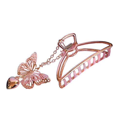 TANG SONG 4PCS Metal Hair Claw Clips – Butterfly and Heart Pendant Hair Catch Barrette Jaw Clamp for Women