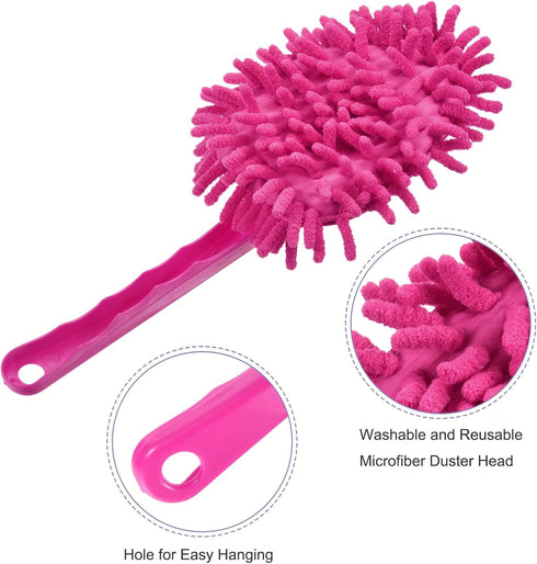 MECCANIXITY Microfiber Chenille Duster - Washable Cleaning Brush for Home, Kitchen, Office, Red, Pack of 2