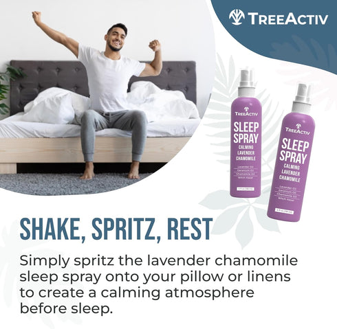 TreeActiv Sleep Spray, Calming Lavender Chamomile, Soothing Pillow Spray Air Freshener for Relaxation, 1000+ Sprays