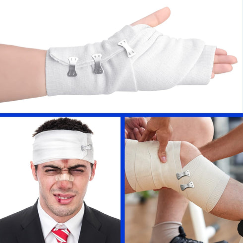 50 Pieces Bandage Clips, Metal Clips Aluminum Bandage Pins with Plastic Storage Box Replaceable Wrap Fastener