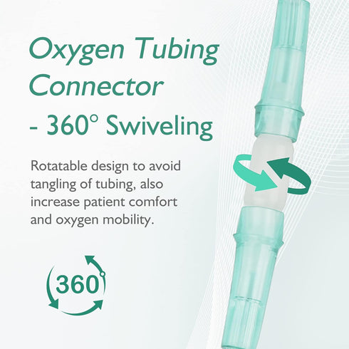 Oxygen Tubing Connector, 360° Rotation Cannula Connector Oxygen Connector Avoid Tangles, Tubing Swivel Connector O2 Connector (White-10pack)