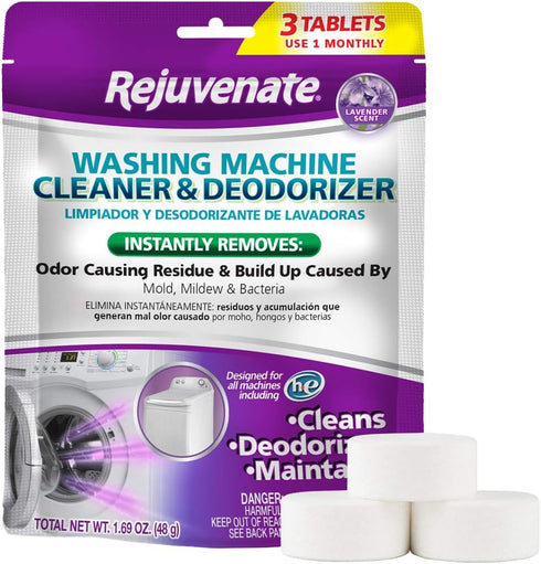 Rejuvenate Washing Machine Cleaner & Deodorizer Tablets - 3 Months Supply (3 Tablets)