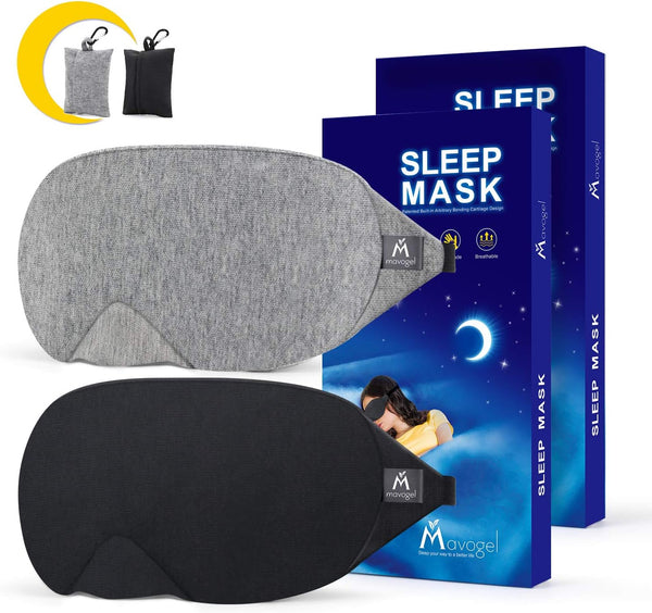 Mavogel Cotton Sleep Mask, Light Blocking Eye Blindfold for Men Women, Grey & Black