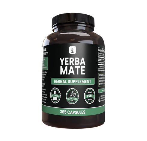 Yerba Mate (365 Capsules) by PURE ORIGINAL INGREDIENTS - No Fillers, Always Pure