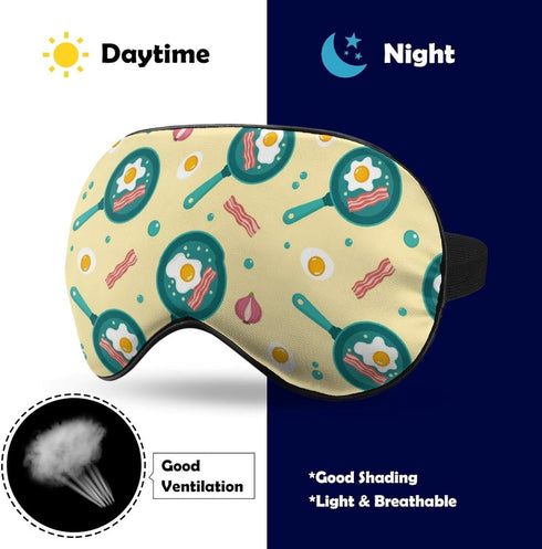 Sleep Mask,Fried Eggs Bacon Onions Eye Masks with Adjustable Strap for Sleeping,Block Light Eye Sleep Shade Cover
