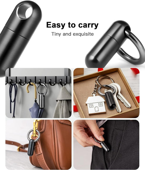 TISUR Tiny Keychain Pill Holder, Waterproof Titanium Pill Case for Travel Purse Pocket, Mini Organizer Black