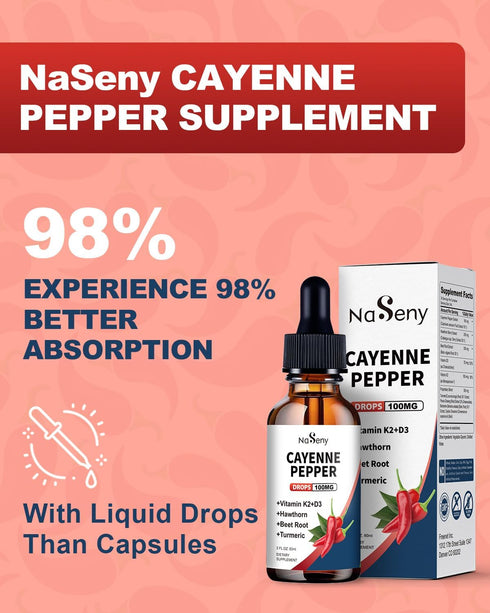 k2 d3, Cayenne Pepper Drops, Organic Cayenne Pepper with Hawthorn, Beet Root, Vitamin Turmeric, Panax Ginseng