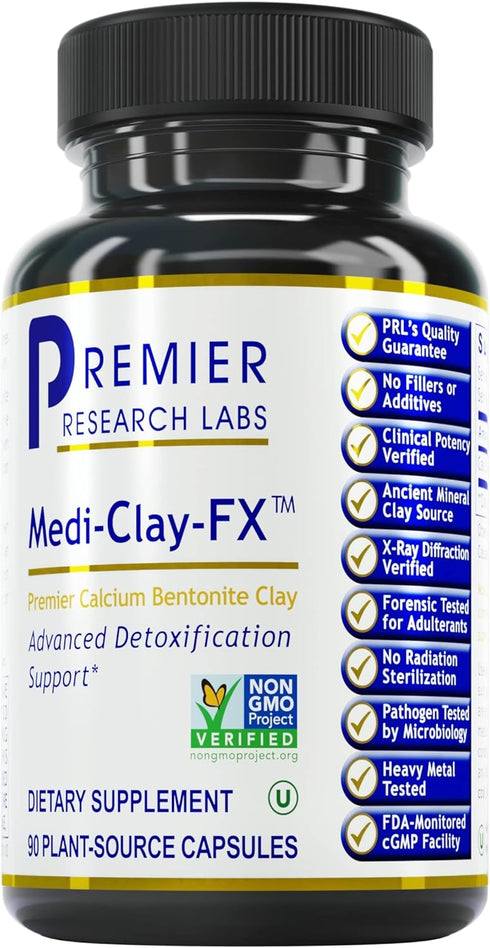 Premier Research Labs Medi-Clay-FX, 60 Capsules - Bentonite Clay for Detoxification, Food Grade Smectite Supplement