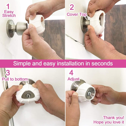 Enjoy Cover Door Knob Cover Grips, Non-Slip Arthritis & Senior Living Aids, 4 Pack (White, Cove)