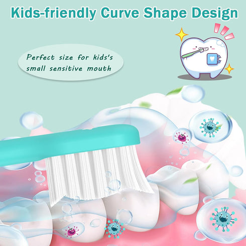 Kids Toothbrush Heads Compatible with Electric Philips Sonicare Handle, 8 Pack Green for Ages 3-7, Mini Brush Heads