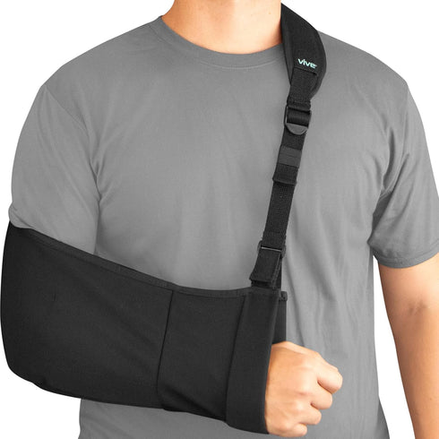 Vive Arm Sling Shoulder Immobilizer - Comfortable Relief for Left or Right Arm, Adjustable Padded Straps (Black)