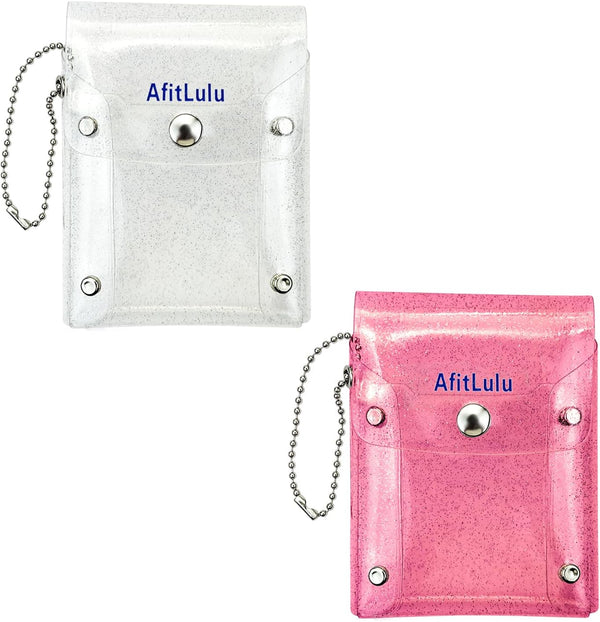 Lipstick Case Keychain, 2Pc Vertical Clear Lipstick Pouch Organizer for Purse, Waterproof Mini Storage for Small Items
