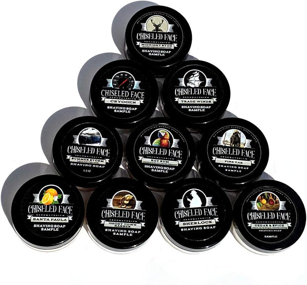Shaving Soap Sampler by Chiseled Face — Handmade Shaving Soap, Santa Paula, Pine Tar, and More