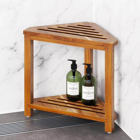 Kzeirm Corner Shower Stool for Inside Shower, 14" Shower Foot Rest Stool for