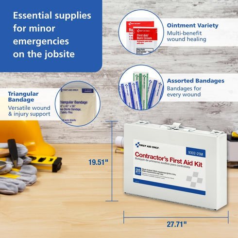 First Aid Only 9302-25M 25-Person Contractor's Emergency First Aid Kit, 178 Pieces for Home Renovation