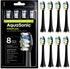 AquaSonic Proflex Replacement Brush Heads | 8 Pack Black for Whiter Teeth & Gum Care | Compatible with AquaSonic Handles
