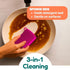 KOOKJEmart 3-in-1 Silicone Scrubber Sponge with Squeegee Non-Scratch Kitchen Sponge for Dishes, Sink & Bathroom