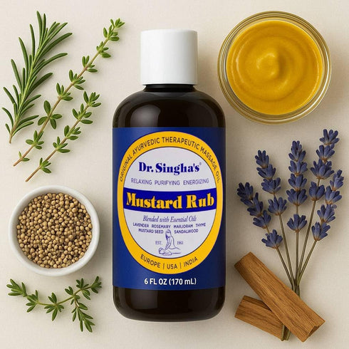 Dr. Singha's Mustard Rub, Original Ayurvedic Massage Oil, Relaxing, Purifying, Energizing, 6 oz, Made in USA