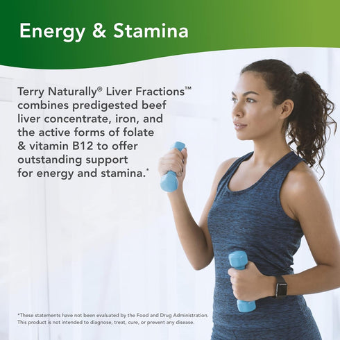 Terry Naturally Liver Fractions - 90 Capsules, Beef Liver Concentrate for Energy & Stamina, Non-GMO